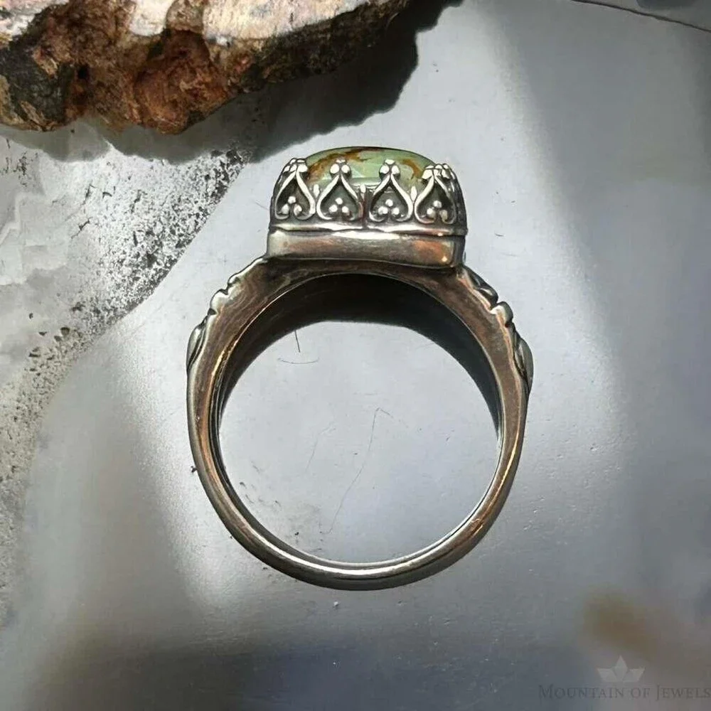Carolyn Pollack Sterling Silver Square Green Turquoise Ring Size 7 For Women